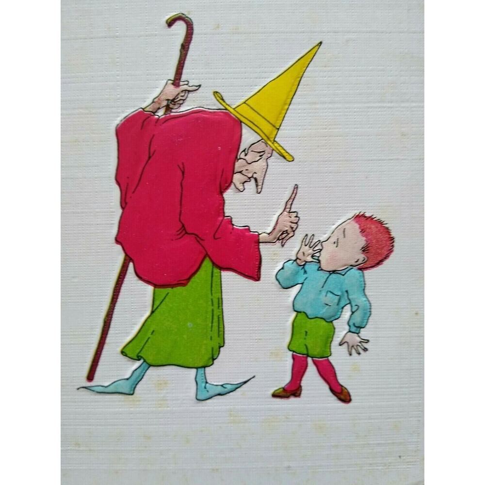 Fantasy Halloween Postcard Angry Witch Pink Of Perfection Unused Series 6929
